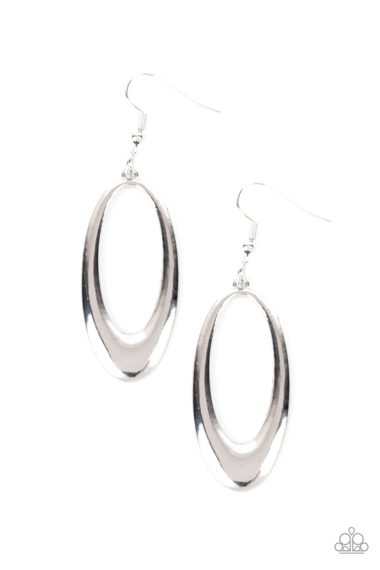 009 Paparazzi Accessories- OVAL The Hill - Silver Earrings